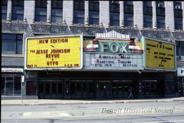 Fox Theatre marquee and entrance, 1985
