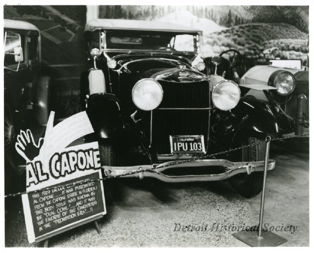 Al Capone's car at the Detroit Auto Show, 1975 - 2012.032.052