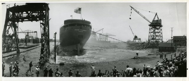Photo of the launch of the EDMUND FITZGERALD, 1958