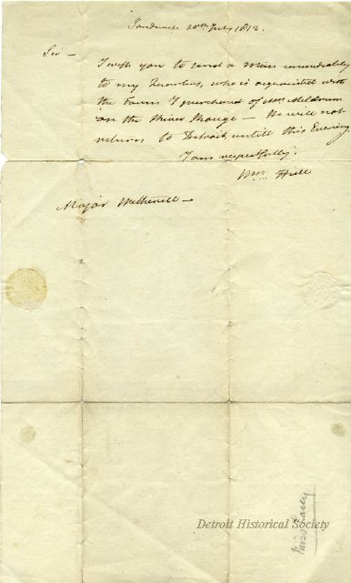 Letter from General William Hull, 1812 - 1929.035.010h