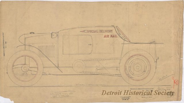 Sketch of a cyclecar done by James Scripps Booth, 1927 - 1960.169.006r