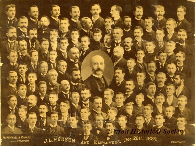 J.L. Hudson Co. employee composite, with J.L. Hudson in the center, 1889 - 1970.102.001