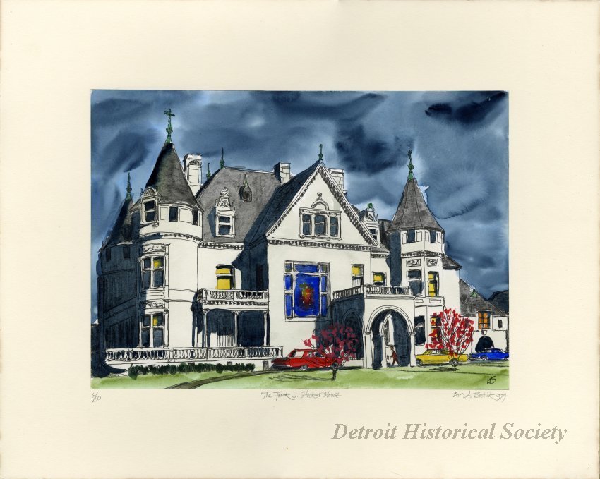 Color lithograph of Col. Frank J. Hecker House, 1974 – 1975.005.006f