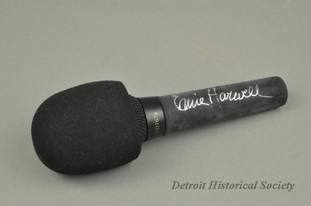 Microphone signed by Ernie Harwell, 2000s - 2004.035.002