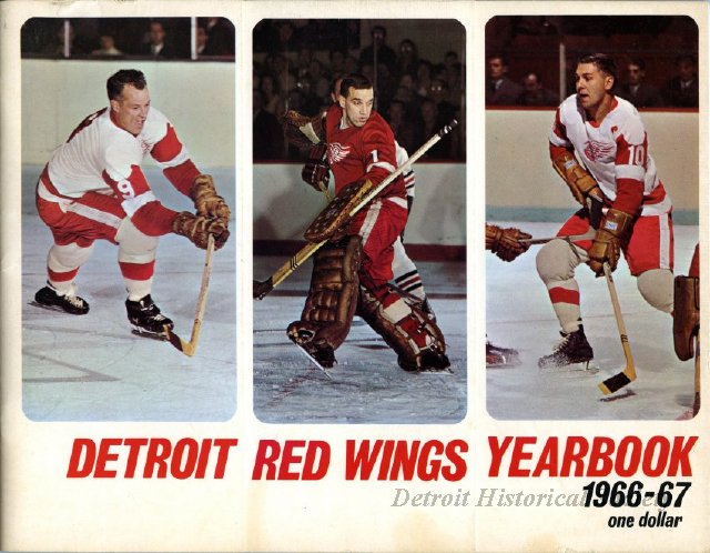 Red Wing's 1966 yearbook cover, featuring Gordie Howe on the left - 2004.072.033