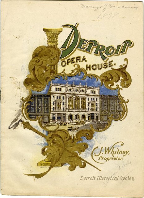 Program for "Mr. Henry Miller" at the Detroit Opera House