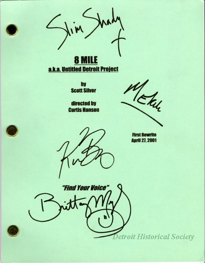 Signed script for the movie 8 Mile, 2001 – 2006.005.004