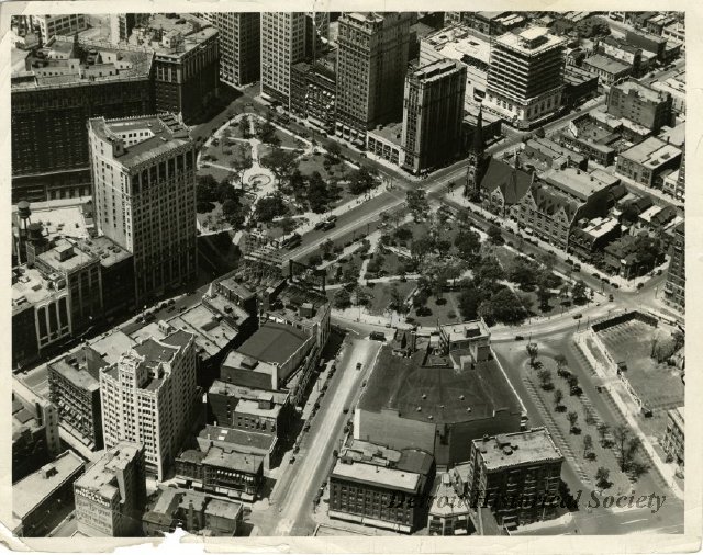 Aerial photo of Grand Circus Park, 1926 - 2009.019.098