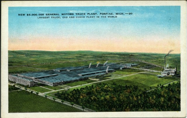 General Motors Pontiac Truck Plant postcard, 1927