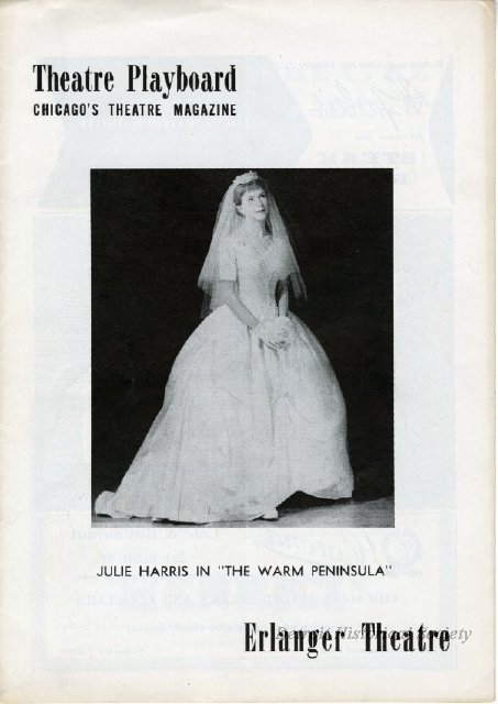 Program featuring Julie Harris in "The Warm Peninsula", 1959