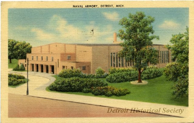 Detroit Naval Armory postcard
