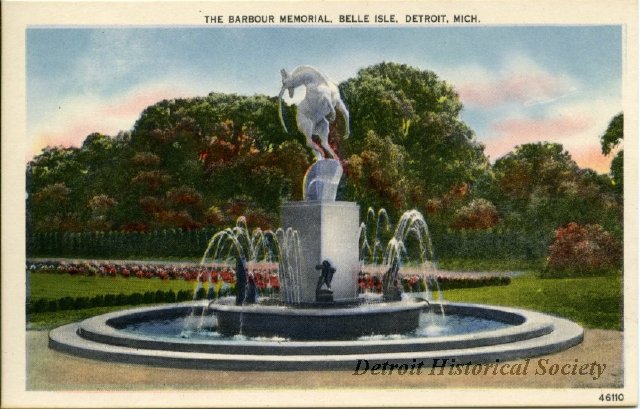 Levi L. Barbour Fountain postcard, 1940s