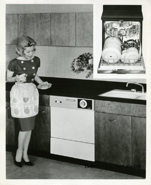 Promotional photo for a Kelvinator dishwasher, 1960s - 2012.032.195
