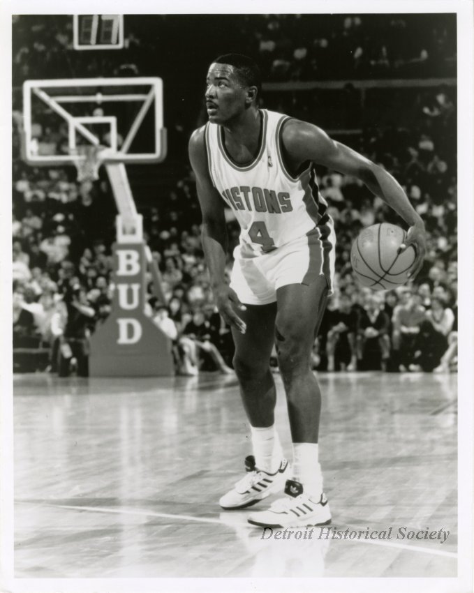 Photo of Joe Dumars on basketball court, c.1992 – 2012.032.272