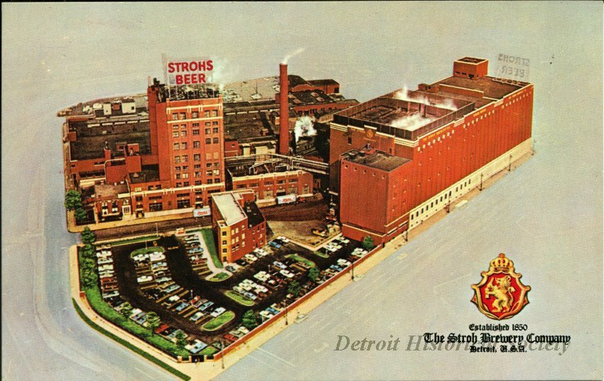 Postcard showing the Stroh Brewery complex from above, c.1980 – 2012.045.078
