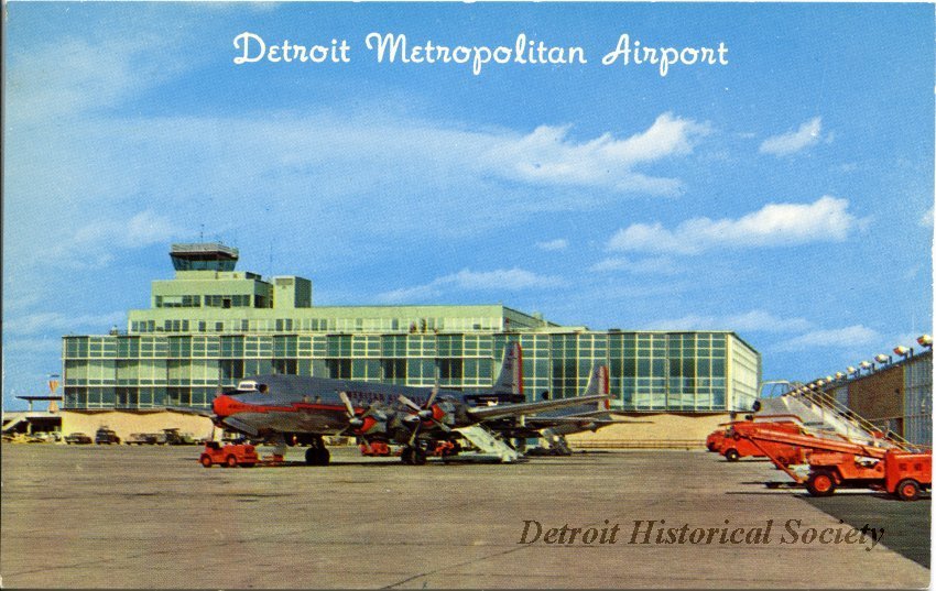 Detroit Metropolitan Airport postcard, c.1960 – 2012.046.856