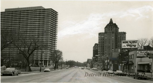 Photo down East Jefferson showing The Kean on the right of the street, 1967 - 2013.045.176