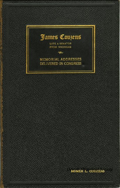 Congressional Memorial Address for James Couzens