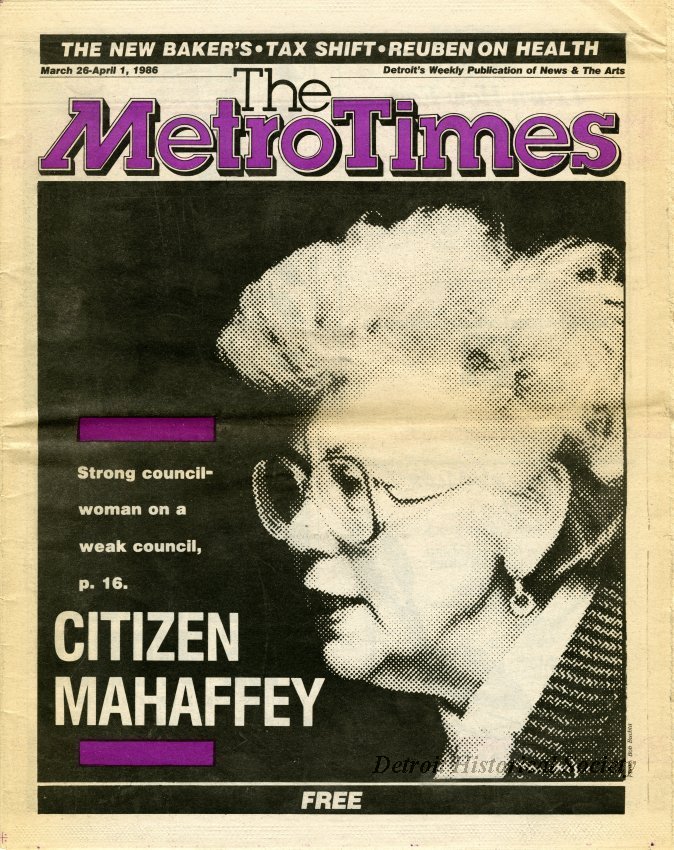 The Metro Times vol. VI, no. 23, featuring Mahaffey, 1986 – 2014.086.011