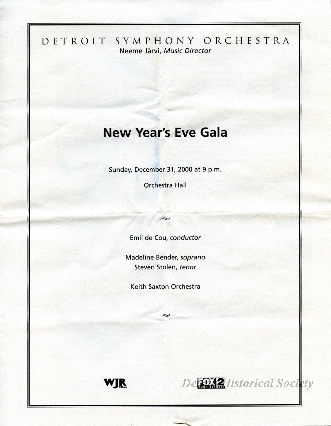 New Year's Eve Gala concert program, 2000 - 2019.076.110